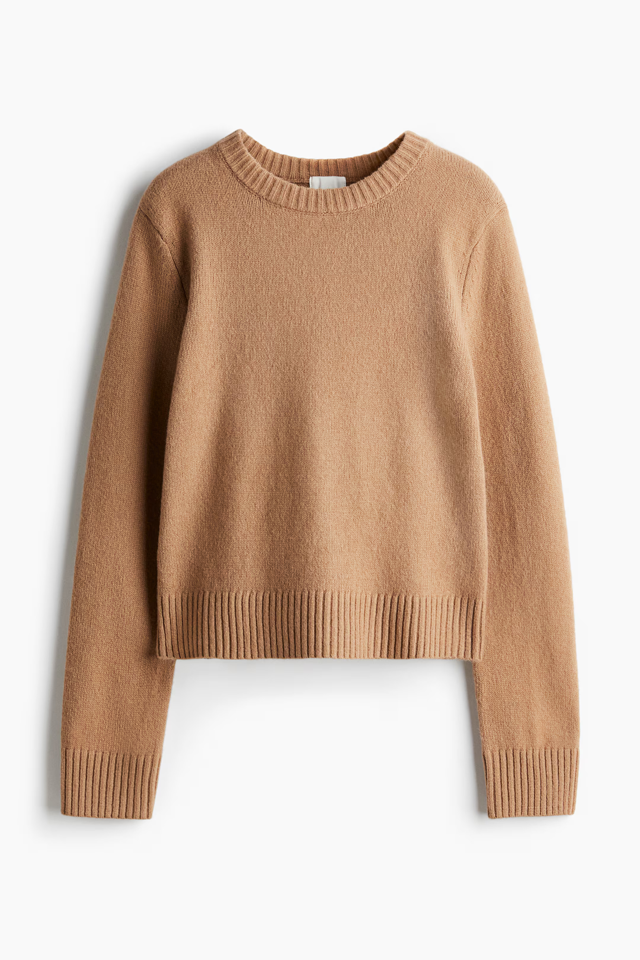 Sweater - Round Neck - Long sleeve - Dark beige - Ladies | H&M US | H&M (US + CA)