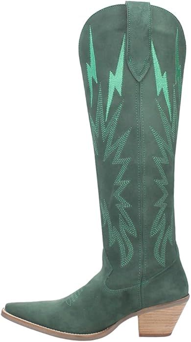 Dingo Womens Thunder Road Snip Toe Casual Boots Knee High Mid Heel 2-3" - Black | Amazon (US)