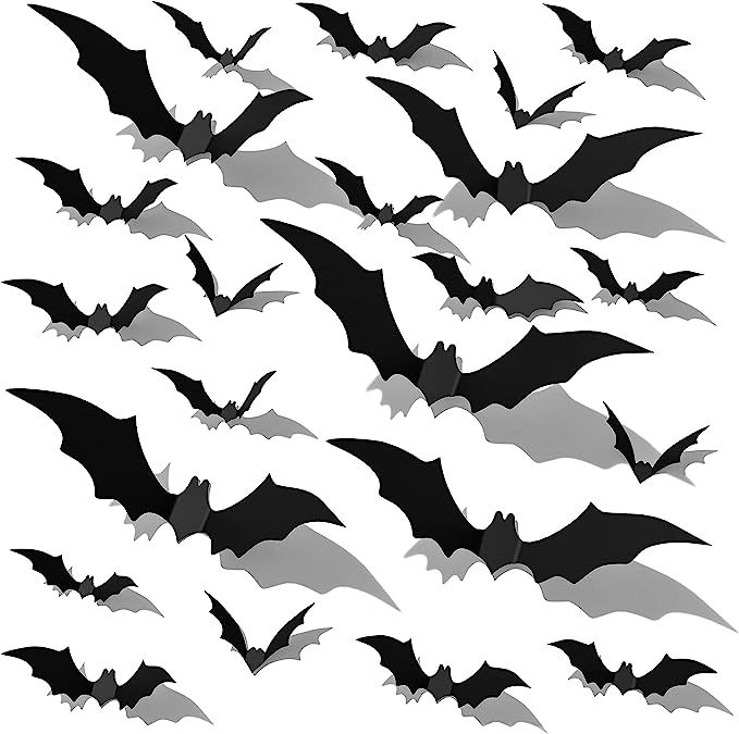 120 Pcs Halloween Bats Decoration, 3D Bats Wall Decor Stickers Realistic PVC Bat Decals for Indoo... | Amazon (US)