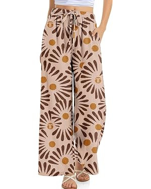 TARSE Women Linen Palazzo Pants Summer Wide Leg Casual Lounge Pant 2026 Beach Travel Vacation Out... | Amazon (US)