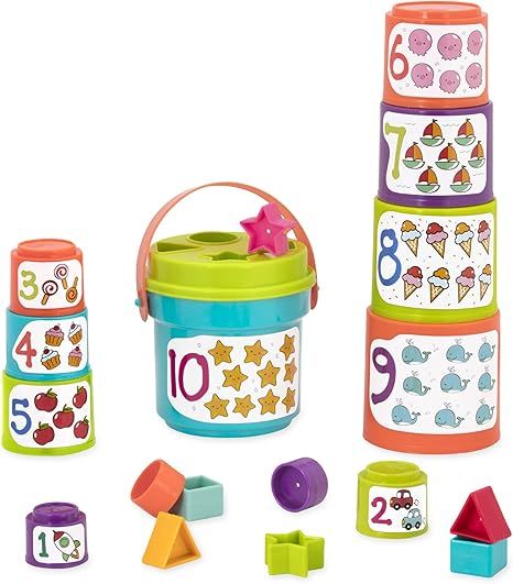Battat Stacking Cups for Toddlers and Babies, Colorful Indoor and Outdoor Educational Toys for So... | Amazon (US)