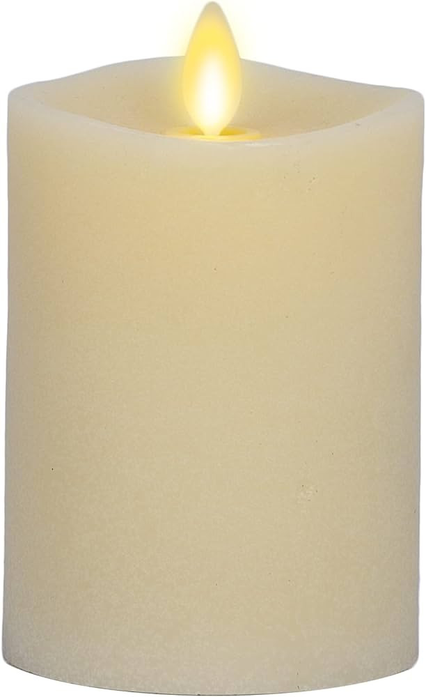 Luminara Flameless Candle LED Pillar Chalky Ivory Finish- Real Wax Melted Top Unscented, Remote R... | Amazon (US)