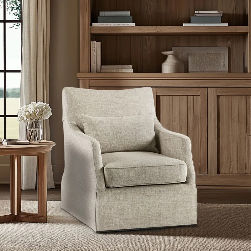 Martha Stewart London 360°Swivel Armchair with Lumbar Pillow | Wayfair North America