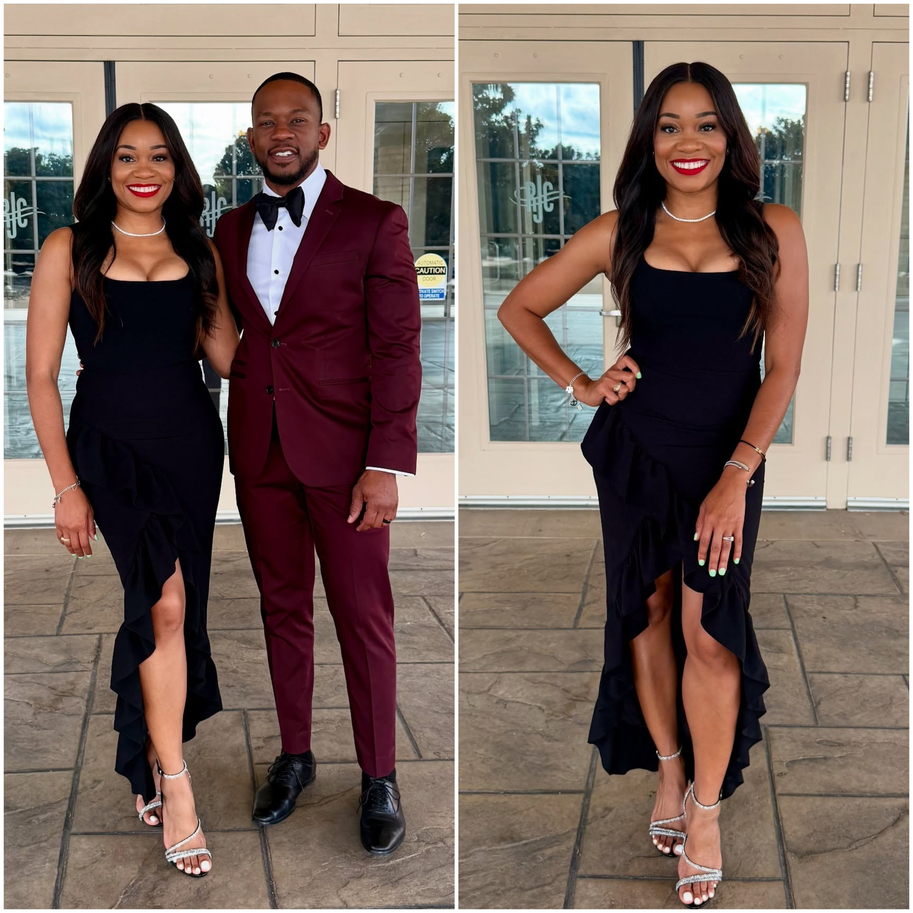 I wore the Charlene Ruffle Gown from Nordstrom with a Victoria’s Secret push-up bra and silver Giuseppe Zanotti heels (also available in Saint Laurent + Amazon)

Black Wedding Guest Dress | Charlene Ruffle Gown Nordstrom | Wedding Guest Outfit |  

 #LTKStyleTip #LTKWedding