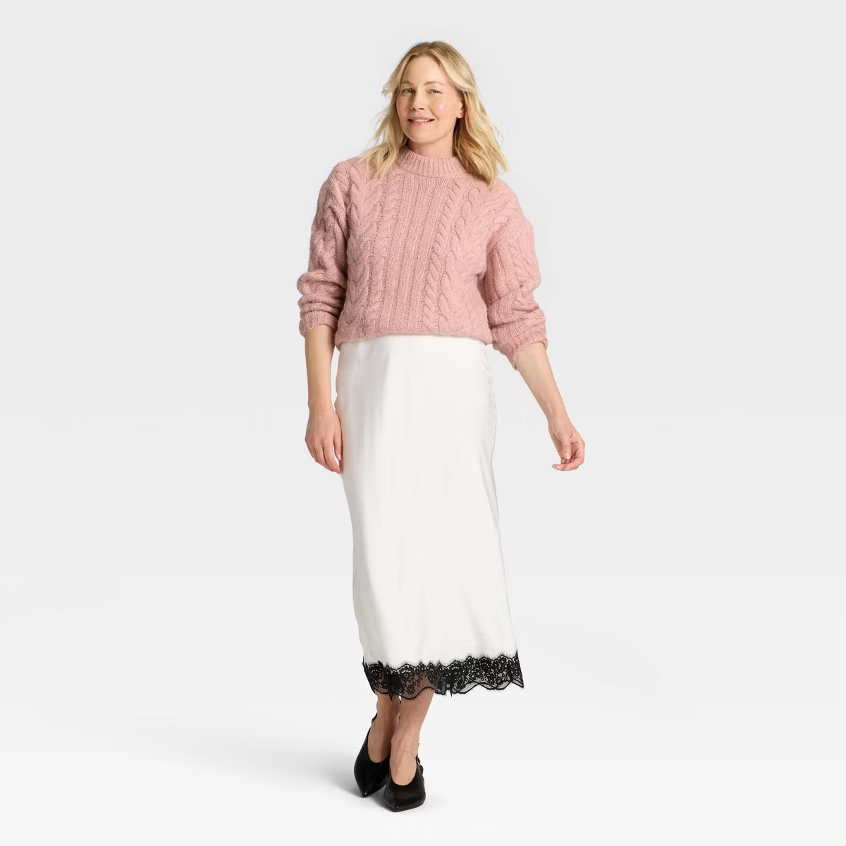 Women's Long Sleeve Cabled Tunic Sweater - A New Day™ | Target