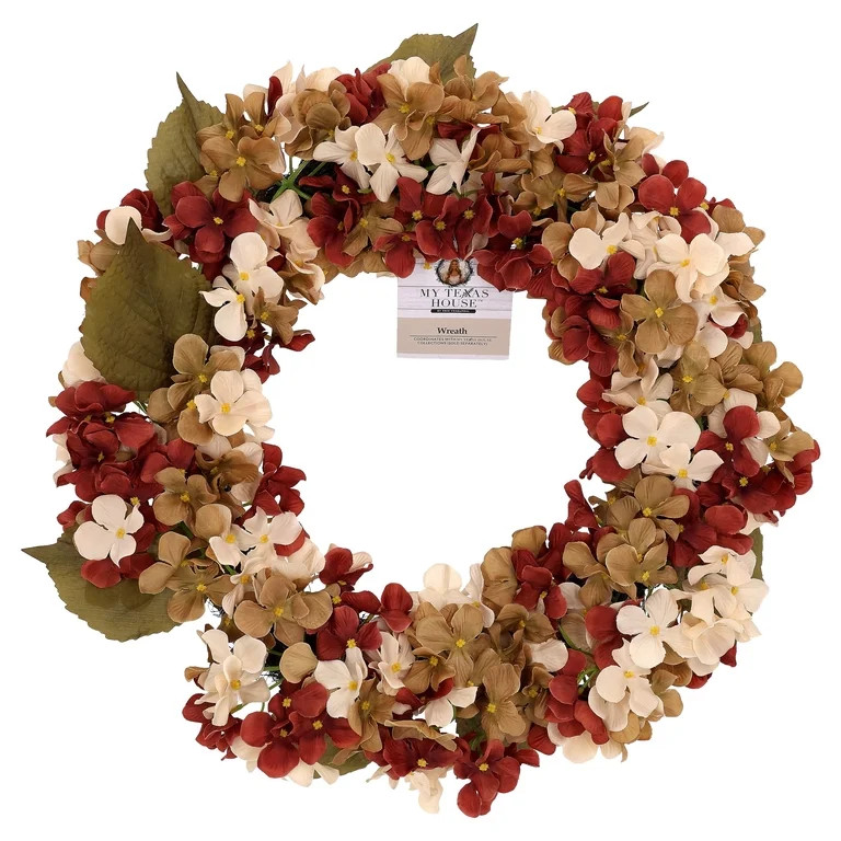 My Texas House Hydrangea Wreath, Cream and Brown, 24" | Walmart (US)