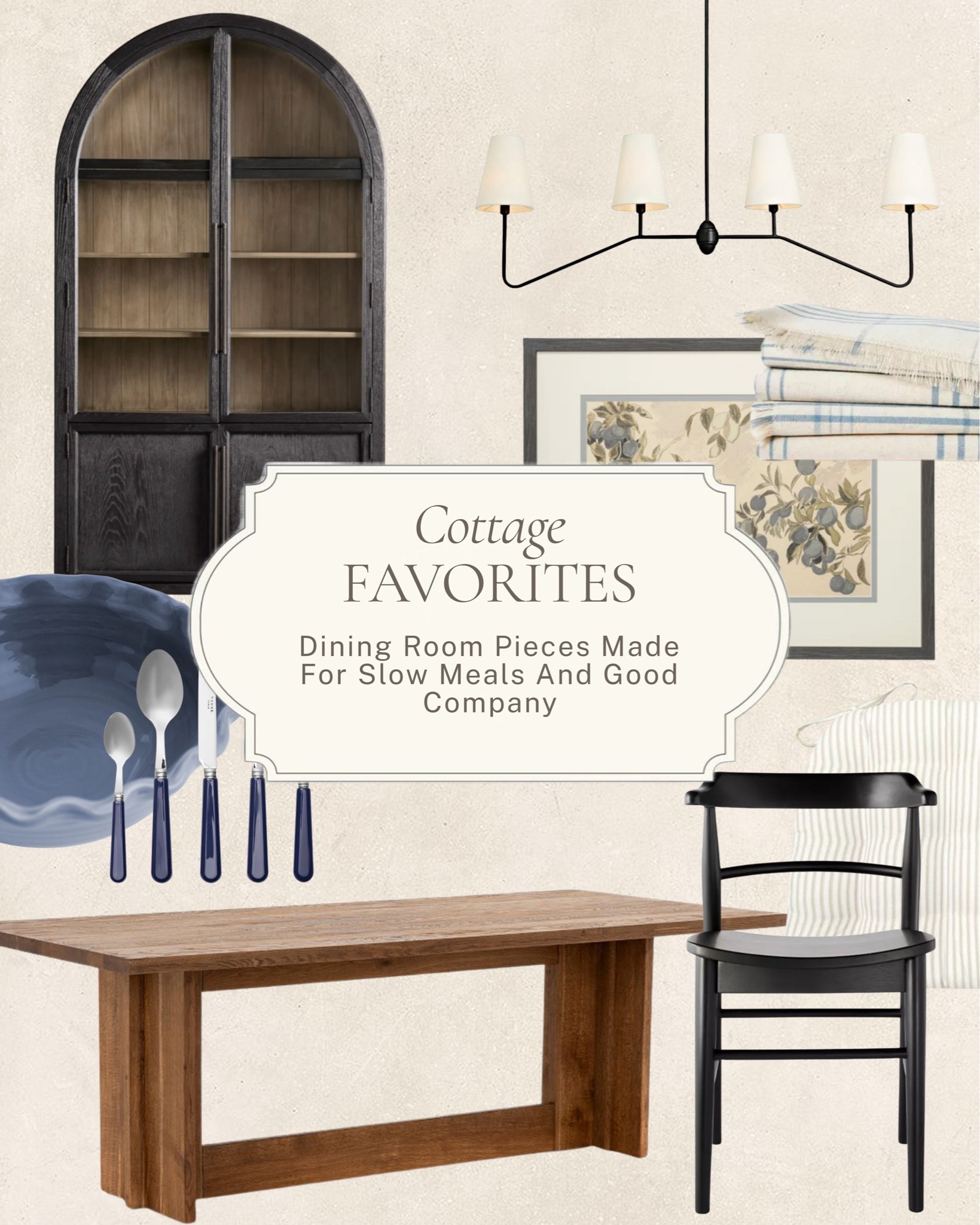 Dining room pieces made for slow meals and good company. 

A warm wood table, a skirted bench for the end that always needs extra seating, dark wood chairs, and lighting that makes even a Tuesday dinner feel like an occasion.

Shop the pieces here! #LTKhome