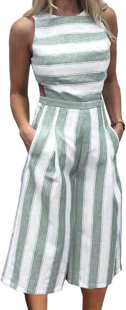 FANCYINN Womens 2 Piece Crop Pants Set V Neck Tank Wide Strap Tops High Waisted Cropped Paper Bag... | Amazon (US)