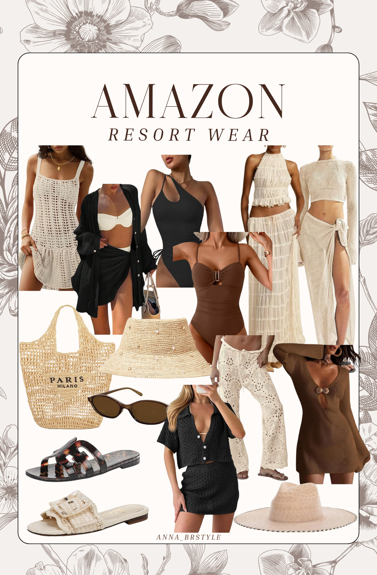 Amazon resort wear, resort outfit ideas, cover ups, swimwear, neutral beach look, poll day outfit, beach bags, sandals, annabrstyle. 

 #LTKFindsUnder100