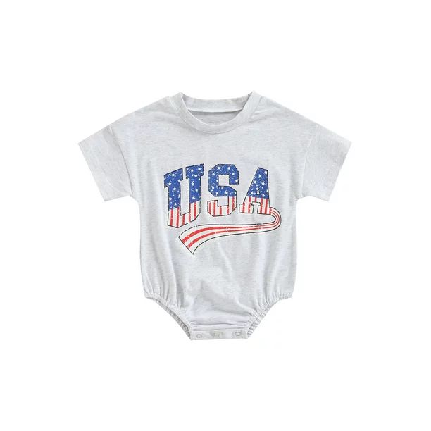 Calsunbaby Independence Day Infant Romper Baby Girls Boys USA Print Short Sleeve Jumpsuit 4th of ... | Walmart (US)