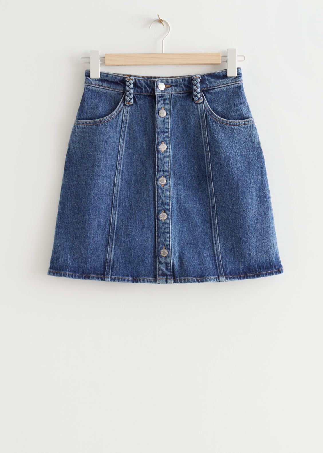 Buttoned Denim Mini Skirt - Blue | & Other Stories US