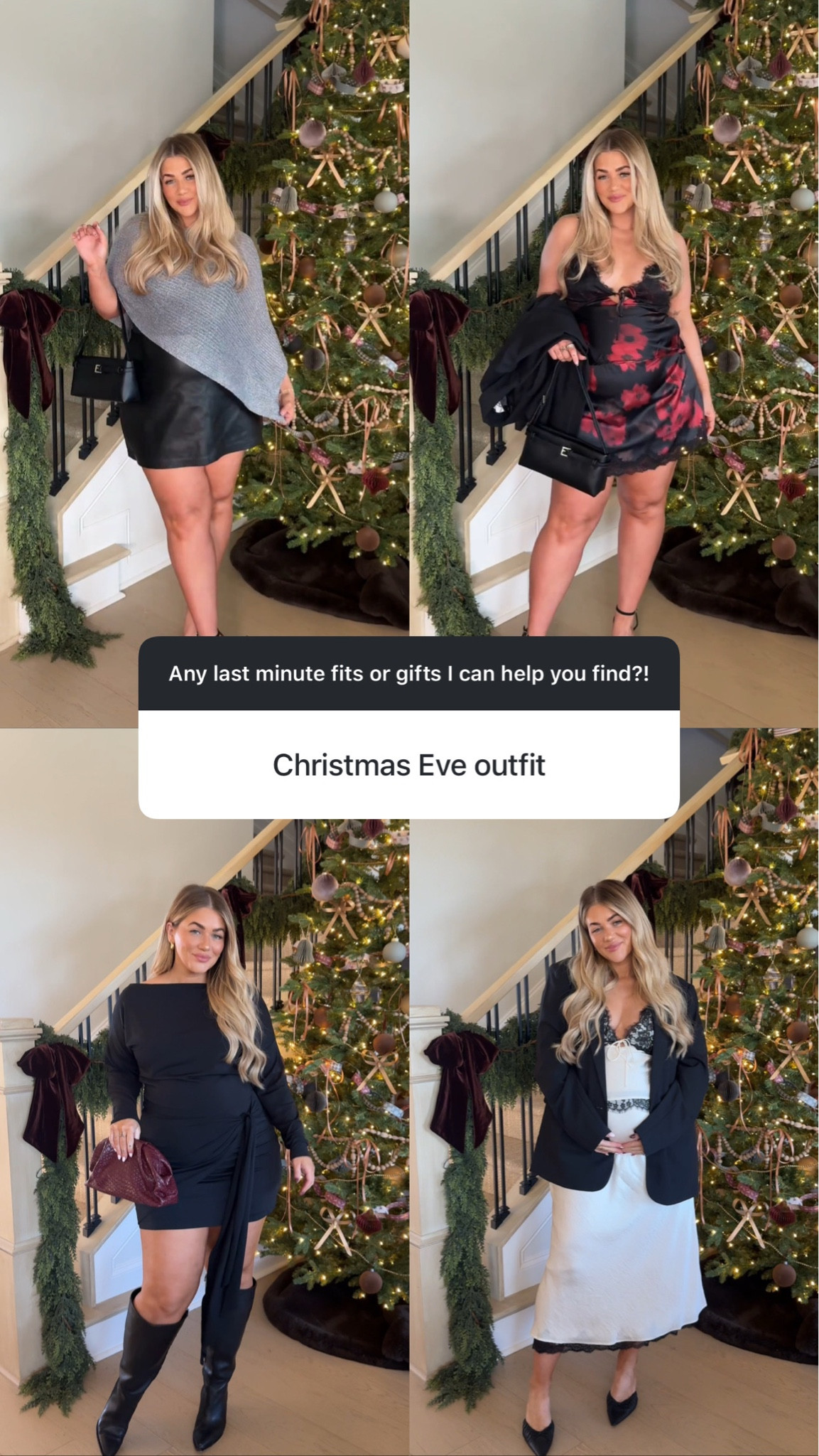Some Christmas Eve outfit ideas! I would do tights with the skirt outfits too✨ code: AFKELSEYB

#LTKHoliday #LTKMidsize #LTKSeasonal