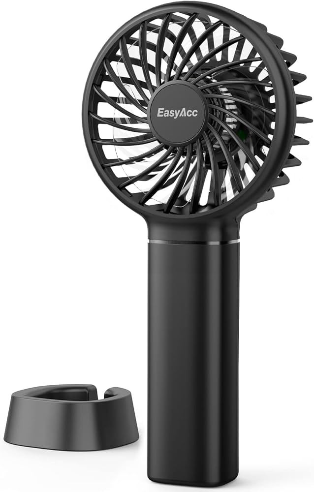 EasyAcc Mini Portable Fan Mini Handheld Fan, 3 Speed USB C Rechargeable Battery Operated Fan Pock... | Amazon (US)