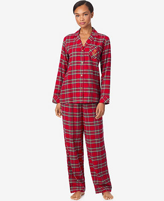 Women's Long Sleeves Notch Collar Pajama Set | Macy's