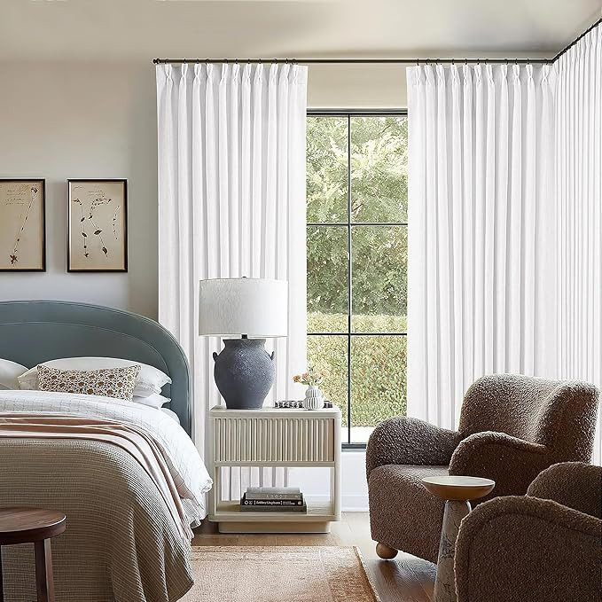 Extra Wide 102 Inch Long Curtains 70 Inch Width Pinch Pleat Linen Curtains for Living Room Bedroo... | Amazon (US)