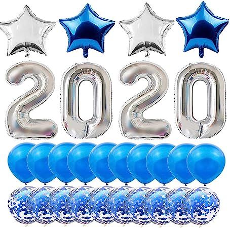 EvaGO Large 2020 Balloons Silver and Blue Confetti Balloon Decoration Kit for New Years Eve Party... | Amazon (US)