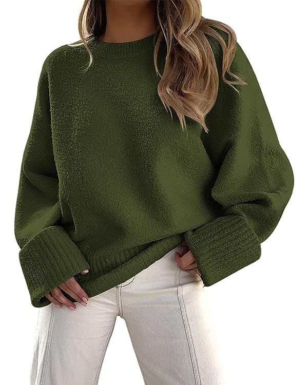 LILLUSORY Women's Oversized Sweaters 2023 Fall Fuzzy Knit Chunky Warm Pullover Sweater | Amazon (US)