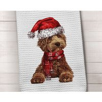 Dog Towel, Doodle Goldendoodle Labradoodle Santa Kitchen Hand Towel | Etsy (US)