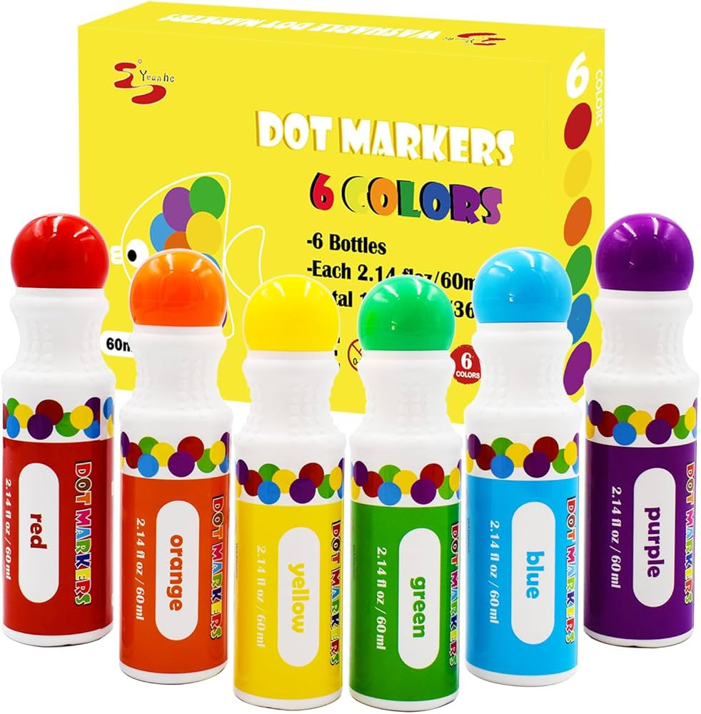 Yuanhe Dot Markers Bingo Daubers - 6 Colors Washable Paint Dotters for Toddlers and Kids Art Supp... | Amazon (US)