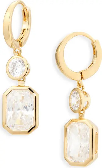 Brooklyn Cubic Zirconia Drop Hoop Earrings | Nordstrom