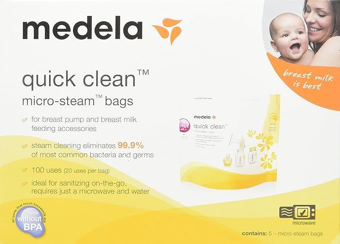 Medela Quick Clean Micro-Steam Bags Economy Pack of 4 retail boxes (20 Bags Total) | Amazon (US)