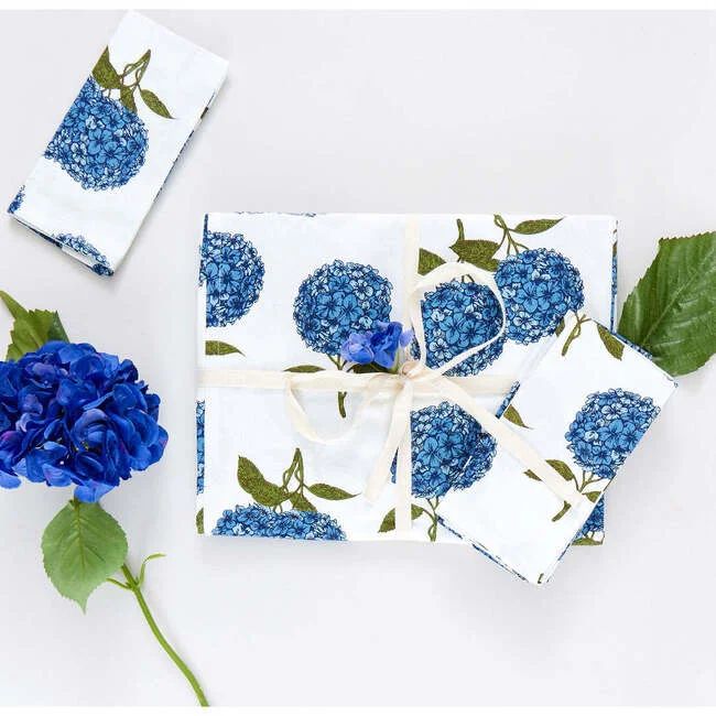 Oversized Printed Tablecloth, Blue Hydrangeas | Maisonette