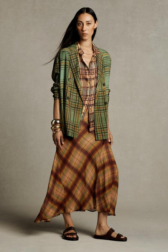 ZW COLLECTION PLAID MAXI SKIRT | Zara US