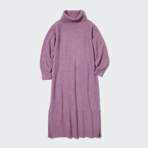 Soufflé Long Sleeved Turtleneck Dress | UNIQLO (UK)