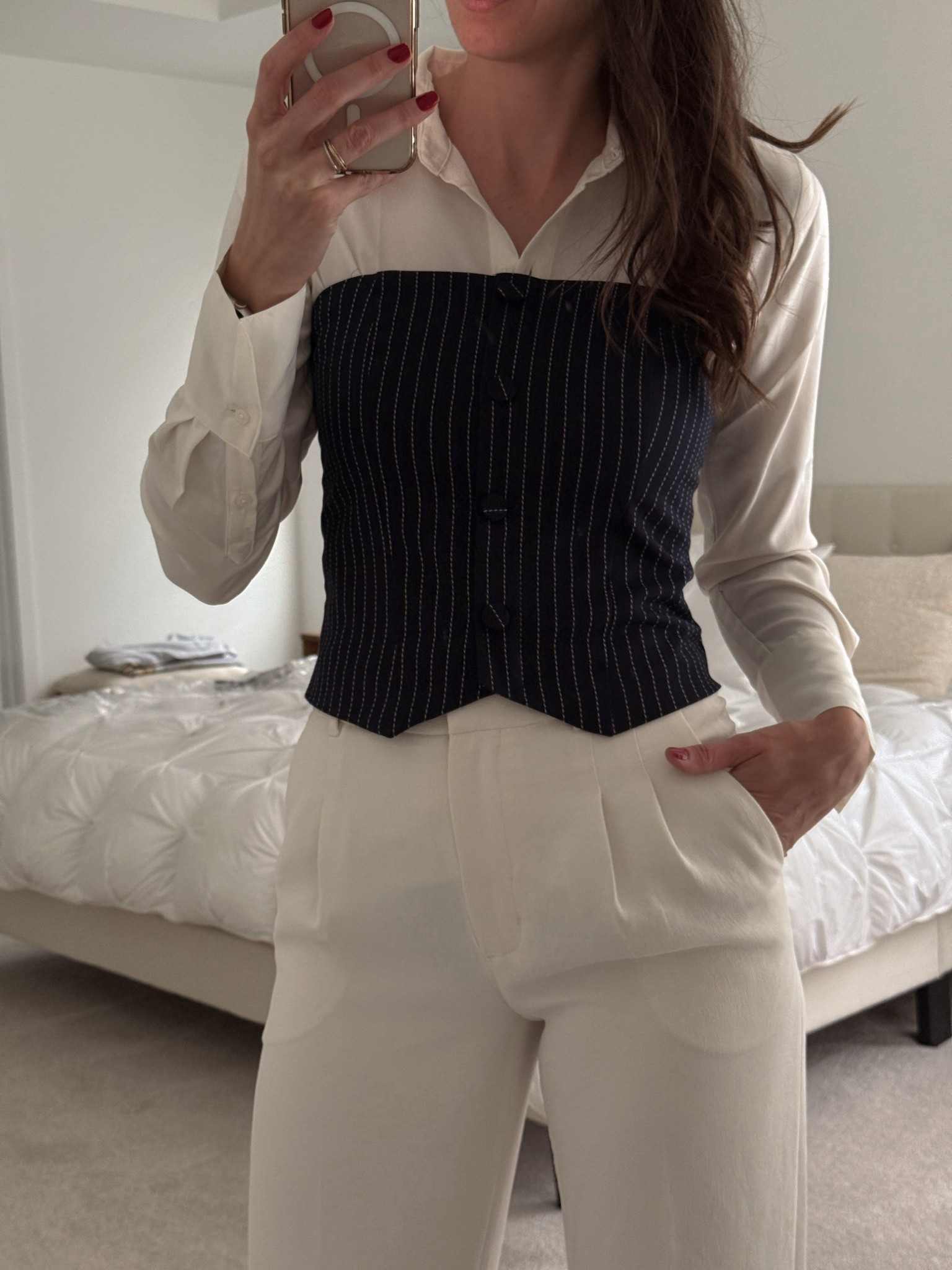 I'm wearing a small on the vest. Pants are 2 Tall.

#LTKStyleTip #LTKWorkwear #LTKSaleAlert