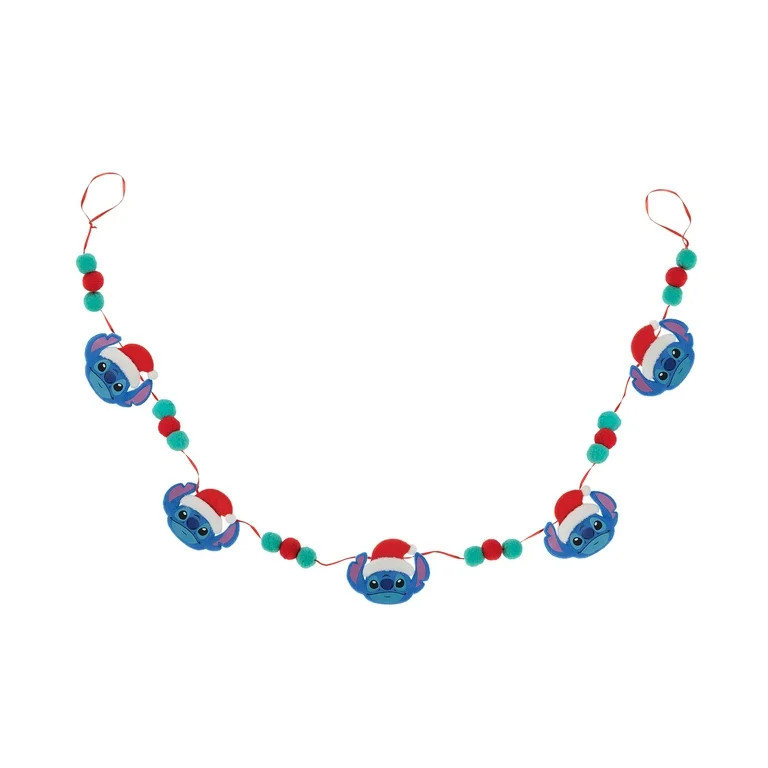 Stitch and Pom Garland, 60" Long, Blue, Red, Green by Ruz - Walmart.com | Walmart (US)