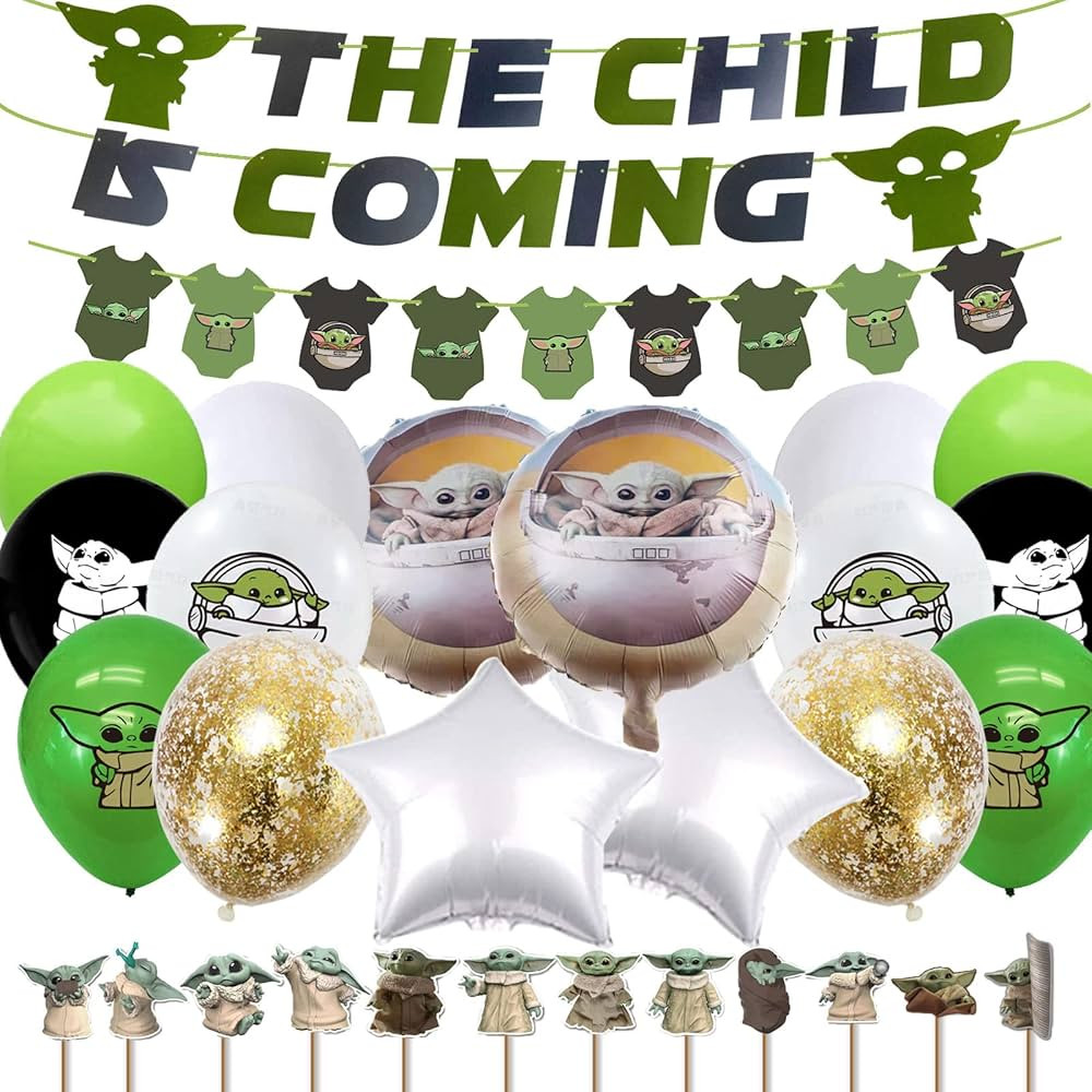 30 Pcs Baby Yoda Baby Shower Decorations, Baby Yoda Party Supplies Set, Includes Yoda Baby Shower... | Amazon (US)