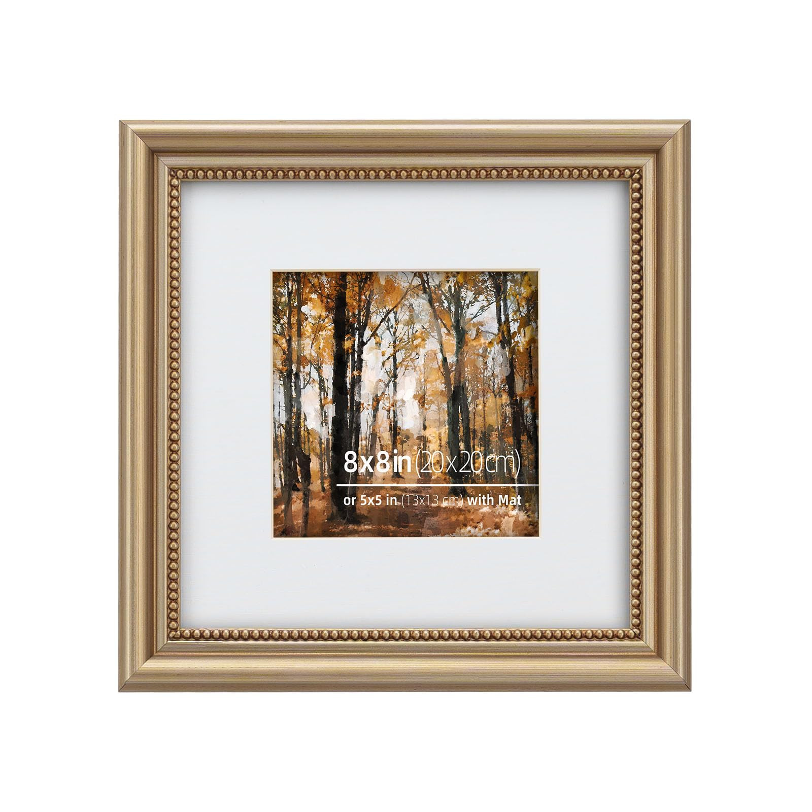 Eitida 8x8 in Wood Classic Gallery Picture Frame, Ornate Beaded Inner, Matted for 5x7 Photo, Tabl... | Amazon (CA)