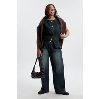 boohoo Women's Plus Comfort Stretch Low Waist Boyfriend Jean in Dark Indigo | Size: 16/30L | Denim/Cotton | boohoo (US & Canada)