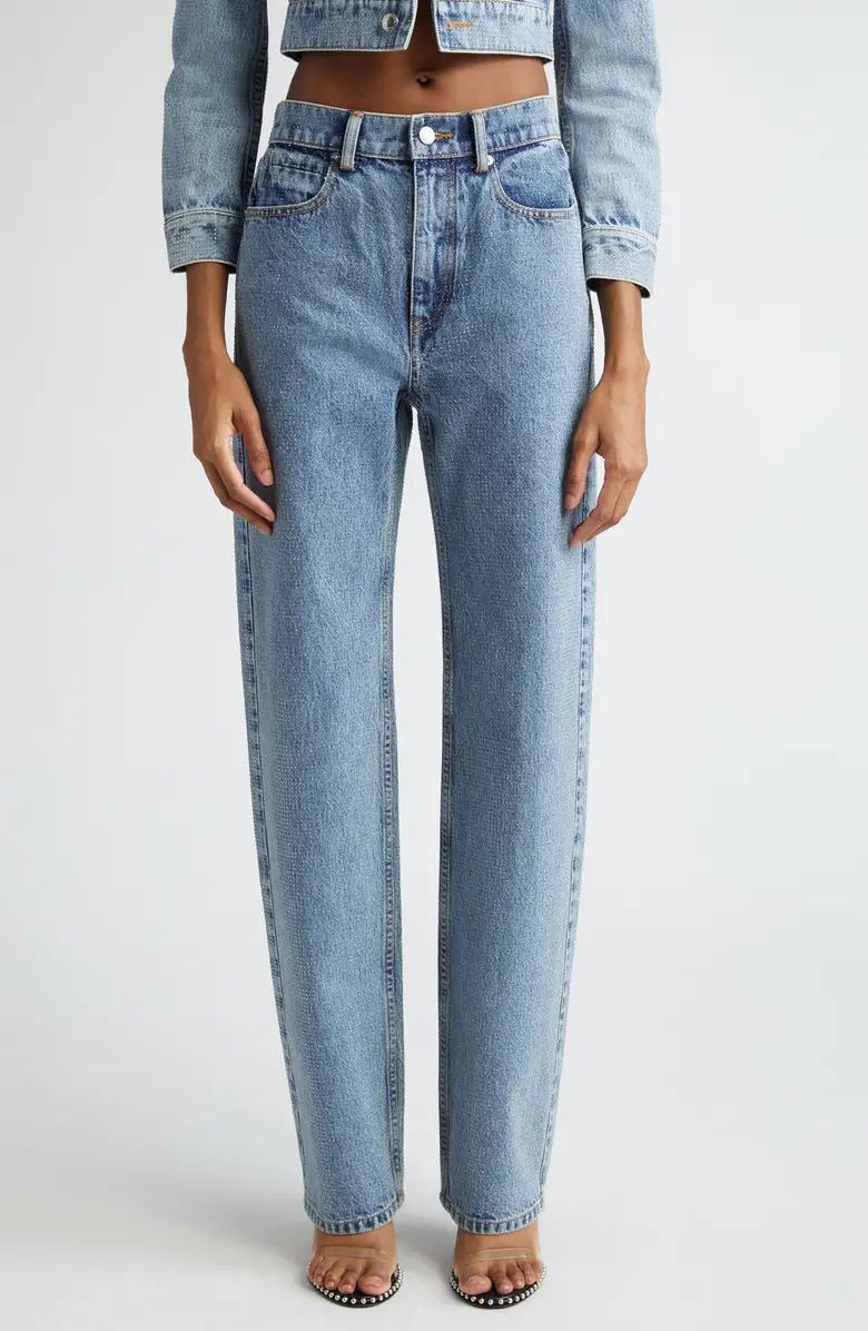 Embellished Relaxed Straight Leg Jeans | Nordstrom