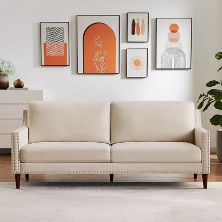 Red Barrel Studio® 77'' Linen Square Arm Sofa | Wayfair | Wayfair North America