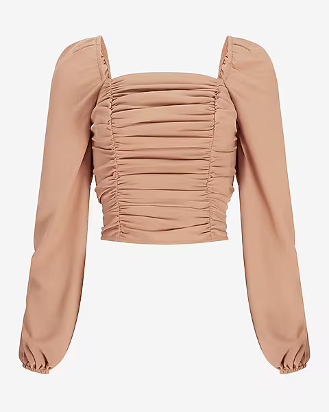 Square Neck Ruched Front Top | Express