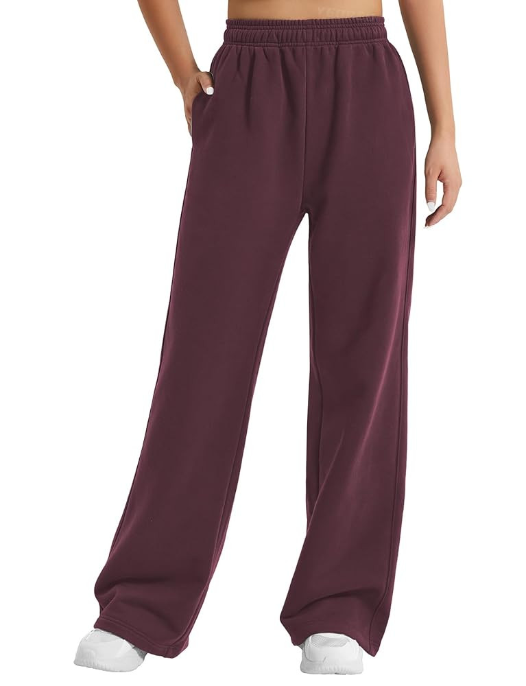 Amazon.com: YEOREO Women's Wide Leg Sweatpants Drawstring Baggy Sweatpants Penny Fleece Lined Lou... | Amazon (US)