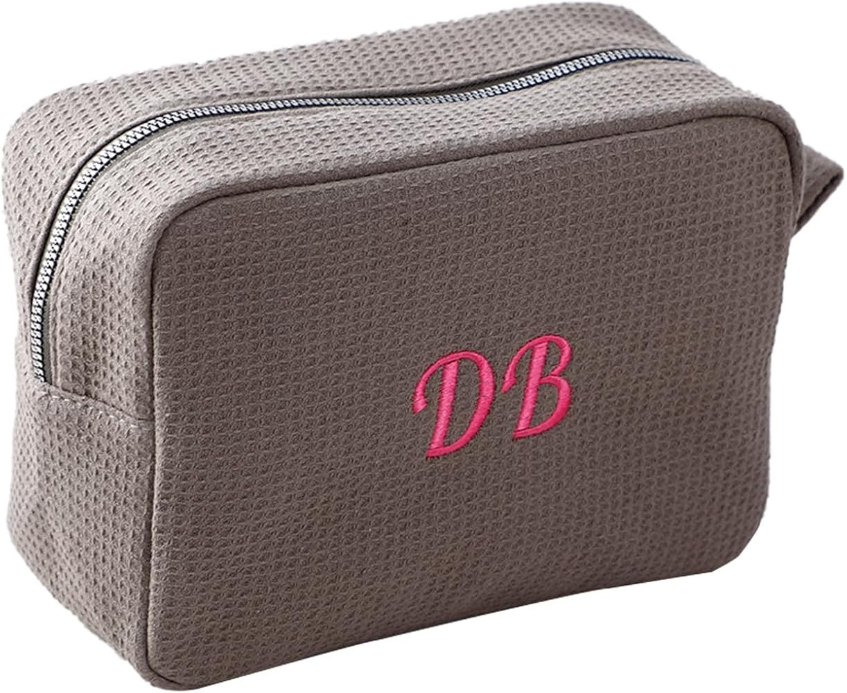 Personalized Embroidered Makeup Bag,Custom Waffle Fabric Cosmetic Pouch for Women, Travel Makeup ... | Amazon (US)