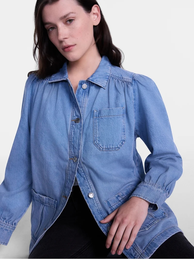 Scenario Women's and Women's Plus Chore Jacket with Long Puff Sleeves, Sizes XS-4X | Walmart (US)