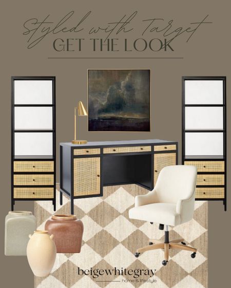 Refresh your office with these beautiful selves and desk with the woven front detail. The art is beautiful for a moody moment and the rug is gorgeous for a fun refreshing look. A desk chair that’s pretty? Yea please!! And the vases are so good. Check out this office look here. Perfect for a collage bound kid too! 

#LTKstyletip #LTKFind #LTKhome