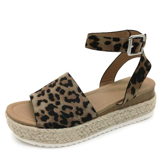 LUFFYMOMO Women's Platform Ankle Strap Sandals Open Toe Studded Wedge Summer Sandals | Amazon (US)