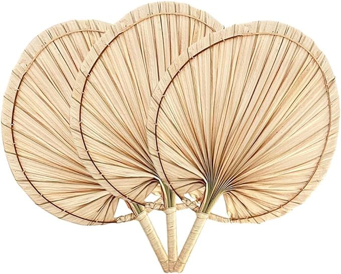 Natural Raffia Hand Fans,Palm Leaf Hand Weaving Fans for Summer Cooling Supplies Farmhouse Wall D... | Amazon (US)