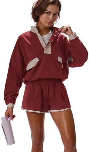 Women's Two Piece Short Sets Summer Lounge Sweatsuits Long Sleeve Outfits Travel Tracksuit with P... | Amazon (US)