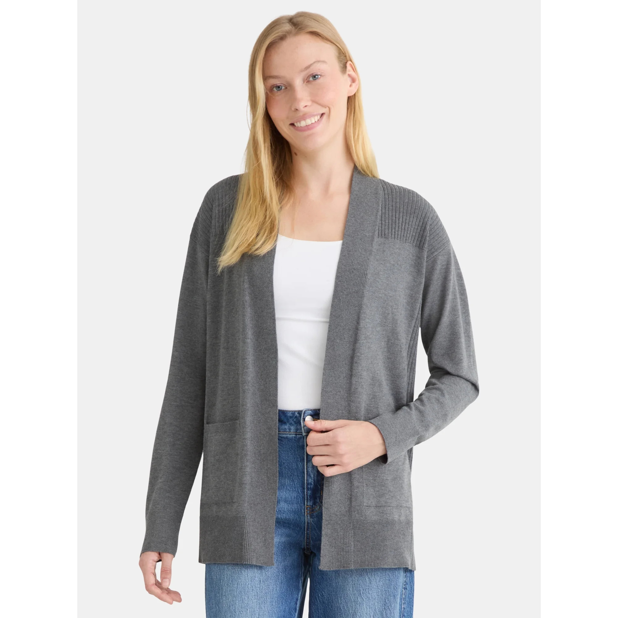 Time and Tru Women's Open Front Cardigan Sweater, Lightweight, Sizes XS-XXXL - Walmart.com | Walmart (US)