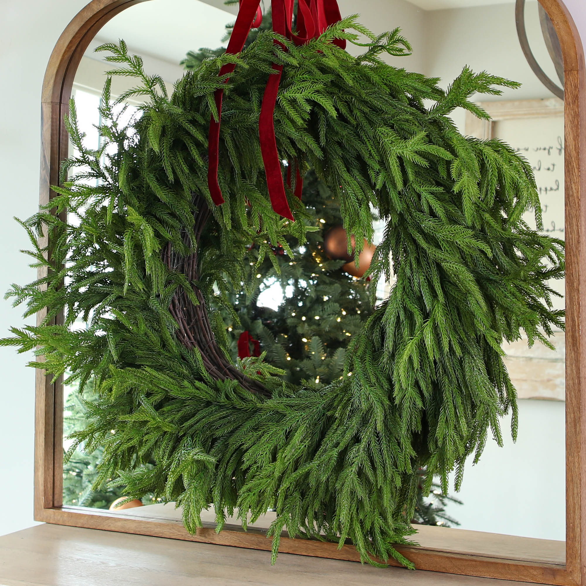 30" Natural Touch Norfolk Pine Wreath | Interior Delights