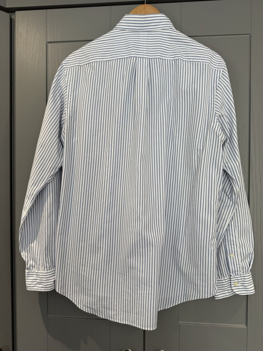 Polo Ralph Lauren Shirt Large White with Blue Stripes | eBay UK