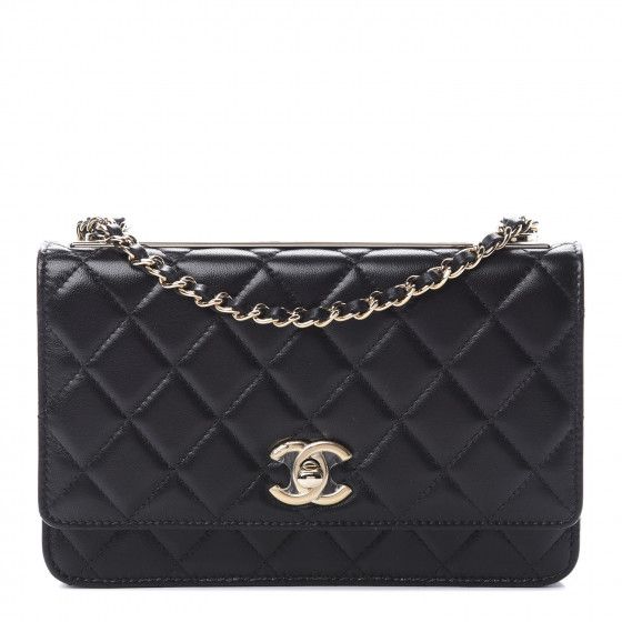 Lambskin Quilted Trendy CC Wallet On Chain WOC Black | Fashionphile