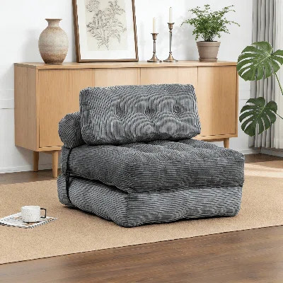 Foldable sofa bed – a folding chair with pillows and support, corduroy floor lounge sofa, suitable for living room or bedroom | Wayfair North America