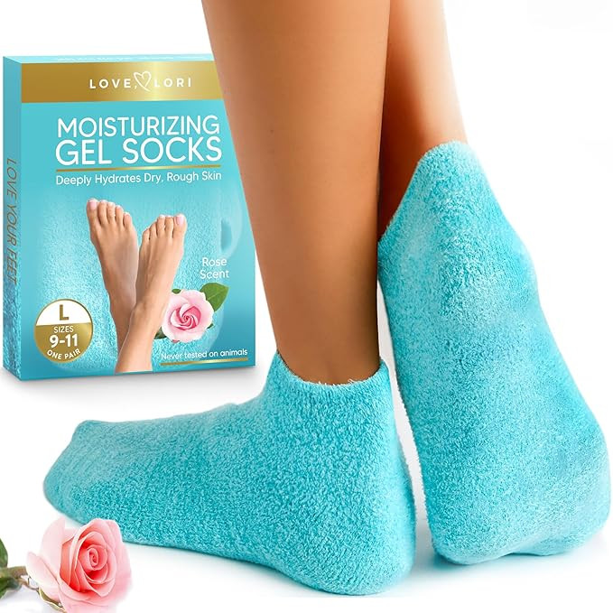 Love Lori Moisturizing Gel Socks for Women - Dry Cracked Feet, L | Gel-lined socks for dry, crack... | Amazon (US)