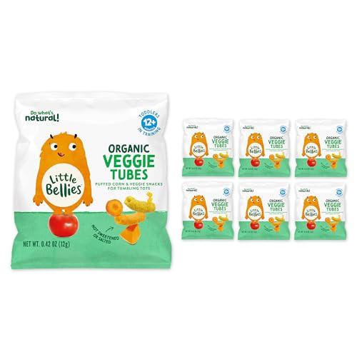 Little Bellies Organic Veggie Tubes Toddler Snack (Pack of 7 x 0.42 oz Individual Packs) | Amazon (US)